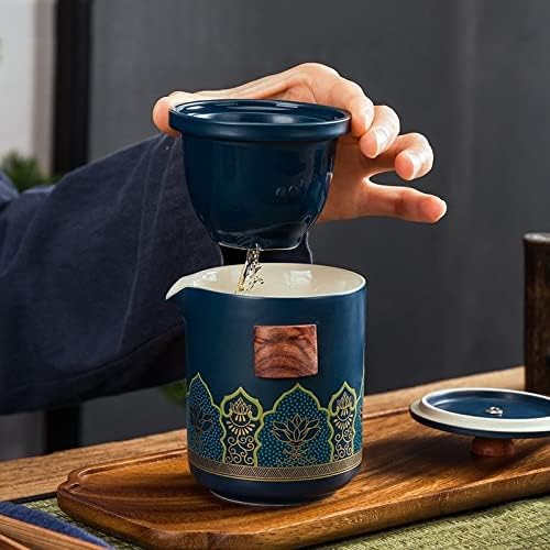 Yxbdn керамички порцелански чај сет на чај со чај од отворено чај чај торба анти-скалинг еден тенџере три чаши чајник со филтер