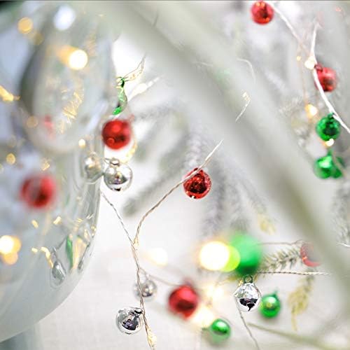 Божиќни светла на Менган ingингл Бел Гарланд Стринг Светла 10ft 60 LEDS батерии напојувани Fariy светла со далечински управувач