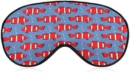 Кловн риба шема за спиење за слепите маски за очила за очила за очи со прилагодлива лента за жени мажи ноќ