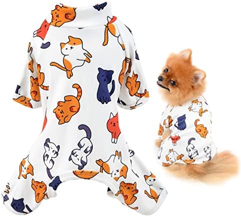 Облека за миленичиња Smalllee_lucky_store Симпатична цртана филмска кутре памучна пижами pjs за мали средни кучиња мачки пижами во