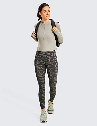 CRZ јога женски голо чувство на тренингот хеланки 25 инчи - високи половини јога панталони со џебови за контрола на стомакот