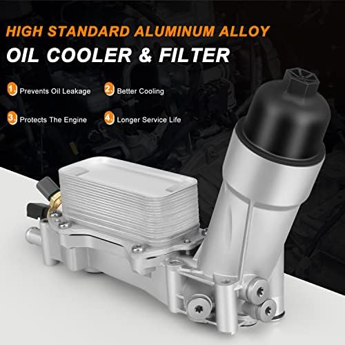 Куќиште за филтрирање на алуминиумско масло од алуминиум на Uncano со сензор за ладилник и температура и притисок, погодни за 3,6L V6 мотор 2011-