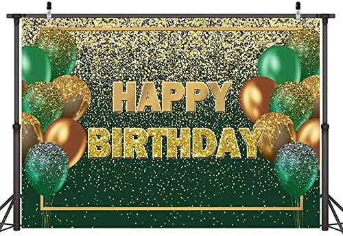 Ticuenicoa 6 × 4ft сјајно зелено злато роденденско позадина злато зелена бук -балони жени мажи мажи среќни роденденски банер украси 30 -ти 40 -ти