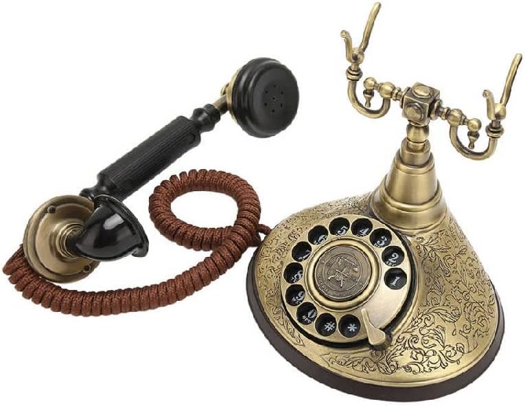 N/A VINTAGE телефонски ротирачки кабел за бирање старомоден телефон со прилагодување на волуменот на ринг -тонот за слушалки за студиска спална соба