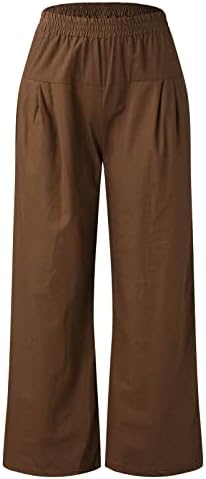 Јангкиги Постелни панталони за жени летни обични панталони со високи половини лабави се вклопуваат широки панталони со панталони со џебови