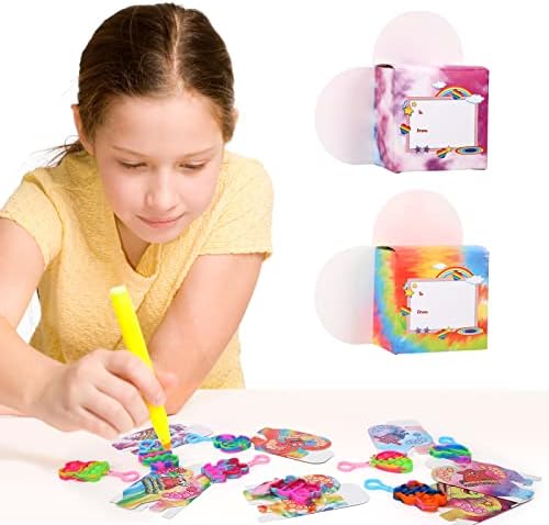 28 парчиња Push Pop Fidget Sensory Fidget играчки за играчки со кутии за срцеви во в Valentубените, Push Pop Bubble Set Stress
