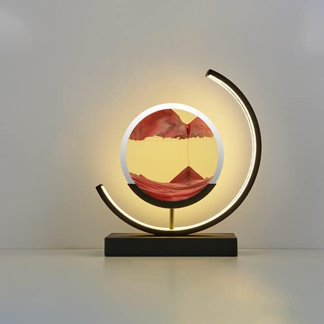 JJRY 3D Hourglass LED LAMP-QUICKSAND и сликарство-уметност-уметничка маса покрај масата на масата за песок-ноќ-песок, динамичен тркалезен декор-црн