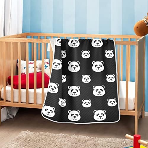 Симпатична панда унисекс меки бебе ќебе за креветчето за креветчето за дневно згрижување со густ и мек материјал пријатно ќебе за декоративно