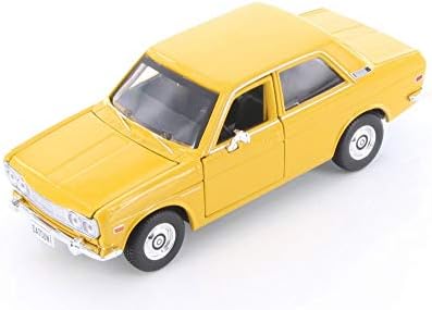 Diecast Автомобил w / Дисплеј Случај - 1971 Datsun 510 Хард Врвот, Жолта-Емисии 34518 - 1/24 Скала Deecast Модел Играчка Автомобил
