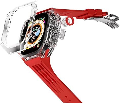 Ексил 49мм Транспарентен случај+Внимавајте на групата за модификација на Apple Watch Ultra 49mm за iWatch Series 8 49mm Rubber Sport Watch