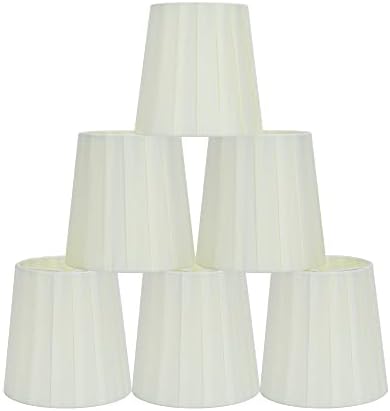 Ламвел Мира клип-на лустерски ламби нијанси, сет од 6, мало барел, 5,2 × 4 × H5.2 , лента за ткаенини, рачно изработени, модерна