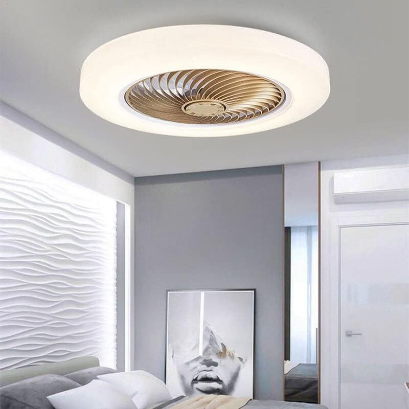 Chezmax Ultra-тенки тавански вентилатор светло невидлив тавански вентилатор со светлосни комплети за ламба за спални ресторани модерна канцеларија тавана светилка