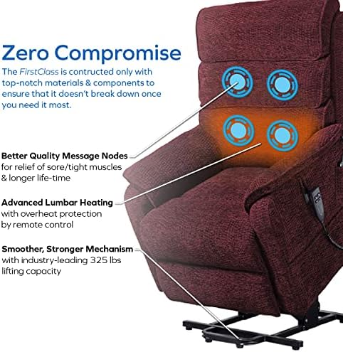 FirstClass ™ Sleep-to-Stand Lift Chop 2.0, Совршен стол за спиење/релаксација. Вистински лежечки лежечки лежерен за спиење. 2 Мотор за независно прилагодување на грбот и ногата. Вклу?