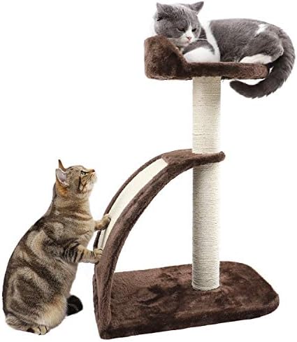 Мачка Играчка Мачка Дрво Сисал-Покриен Столб За Гребење И Подлога, Центар За Активност На Мачки За Мачиња Браун