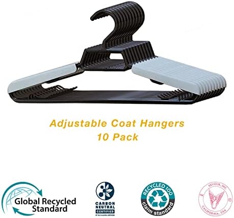 Без закачалки за испакнатини, прилагодливи - закачалки за облека од палто 15 до 21 ширина - направени од рециклиран материјал, одржливо од Sevouk - 10 пакувања
