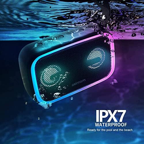 ASIMOM IPX7 Водоотпорни Bluetooth звучници, 28W гласен бас, Bluetooth светло со светло во уво во уши со RGB светла
