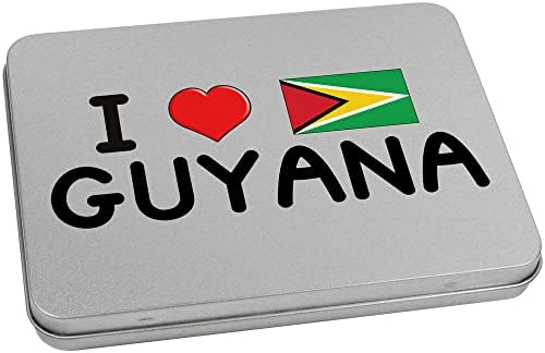 Азиеда 170мм „Ја сакам Гвајана“ метална кутија за чување со калај/складирање