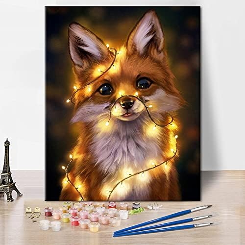 Tishiron Animal Oil Land Painting DIY боја по броеви за возрасни почетник психоделичен симпатичен лисица цртање со четки дневна соба