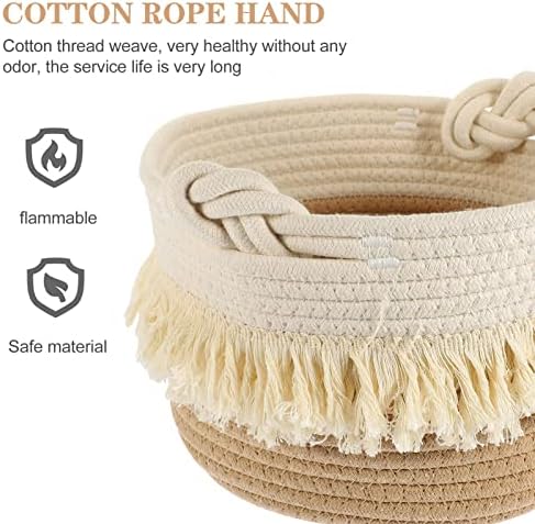 Алипис макраме памучно јаже ткаена корпа за перење со јазол рачка Бохо ткаени плакари за складирање на канти