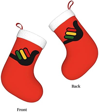 Cutedwarf Hang Loose Labe Rand Fimed Rasta Christmas Stocking Xmas Holiday Ornamples Камино виси чорап 18 инчи чорапи
