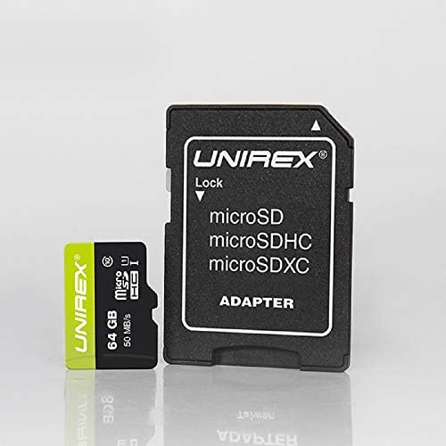 Unirex 64 GB U1 MicroSD картичка со SD адаптер и USB A до USB C MicroSD читач, чита MicroSD, MicroSDHC, MicroSDXC | Компатибилен