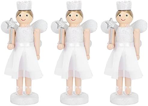 Kesyoo 3 парчиња ангел дрвени занаети Божиќни оревокршави кукли играчки за деца за Божиќ