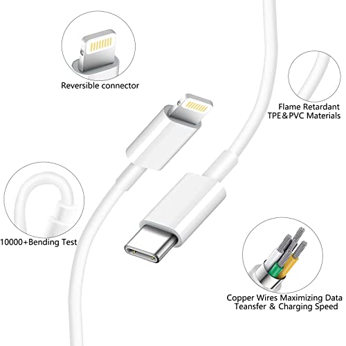 Брз полнач на iPhone, дополнителен долг брз полнач iPhone 10Foot [Apple MFI овластен] 20W Rapid Charger 10ft Брзо полнење на Apple USB C до молња кабел за молња за iPhone 14 13 12 11 Pro Max/X/SE2022
