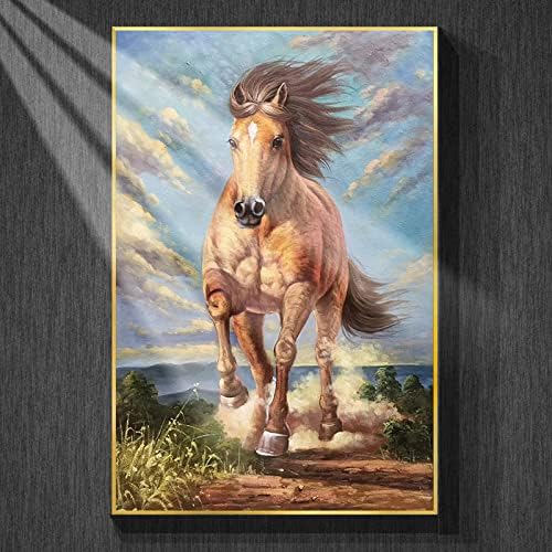 Дневна соба софа позадина декорација сликарство со масло со масло со масло реално реално животно коњ напредно големо сликарство