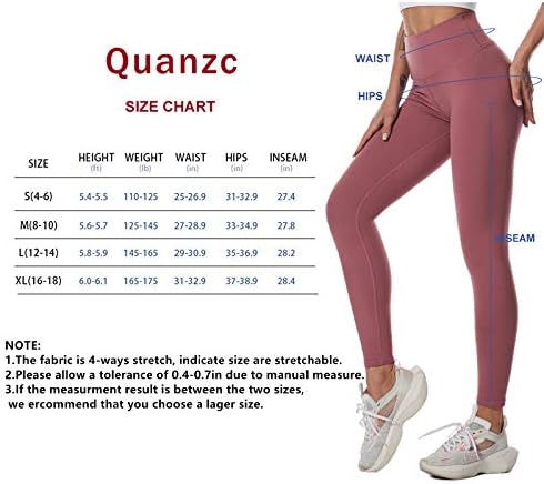 Quanzc јога панталони за жени со внатрешни џебови со голема контрола на стомакот не гледаат преку панталони за тренингот