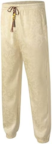 Менс постелнини панталони плус големина Обичен змеј образец панталони за влечење џебни хеланки панталони панталони