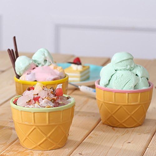 Емои Живописни Бои Сладолед Десерт Чинии и Лажици Замрзнати Јогурт Чаши Во собата на 8