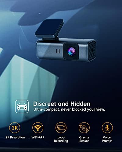 Предна Цртичка Камера 2к WiFi 1440p Автомобилска Камера За Автомобили со Супер Ноќно Гледање, WDR, Снимање На Јамка, G-Сензор, 24 Часа Монитор За Паркирање, АПЛИКАЦИЈА, Поддр