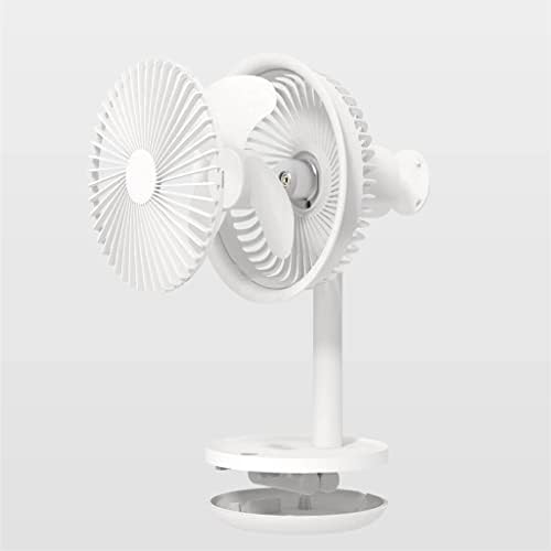IFSDX Десктоп Вентилатор 60 Степен Тресење На Главата Висина На Ветерот Прилагодлива Брзина На Полнење Светло Пренослив Вентилатор (Боја: Бела, Големина