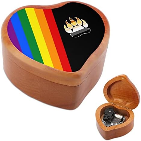 Геј ЛГБТ мечка знаме ветер гроздобер дрвена музичка кутија свадба в Valentубени Божиќни роденденски часовник музички подарок