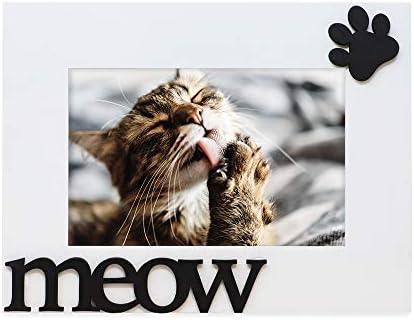 Исак Jacејкобс природно дрво чувства мачка „Meow“ рамка за слика, 4x6 инчи, фото подарок за миленичиња мачка, маче, приказ на