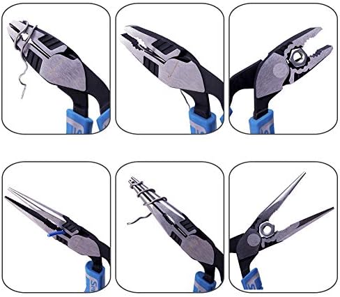 Speedwox комбинирана клешти Linean Pliers Long Nose Pliers Постави 2 парчиња Намалување на напорите за 35% со тешка мулти -употреба