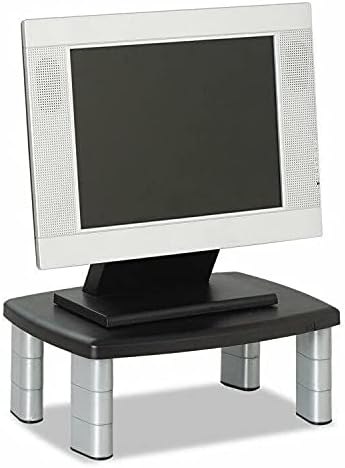FilInyDF прилагодлив висина на висината на висината на висината 15 x 12 x 2 5/8 до 5 7/8 црни/сребрени службеници за канцелариски биро за канцеларија, монитор за монитори за мо?