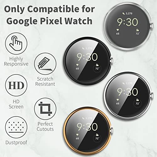 3 пакет куќиште компатибилен со заштитник на екранот на Google Pixel Watch, ymhml целосна заштита мек TPU Touch Sentione Protective Cover
