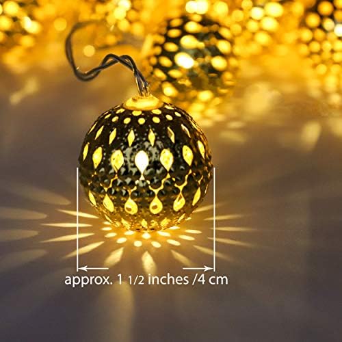 Избор на Луис Марокански жици на батерии напојувајќи 20 LED светла од златен глобус со тајмер за свадбена забава, роденден,