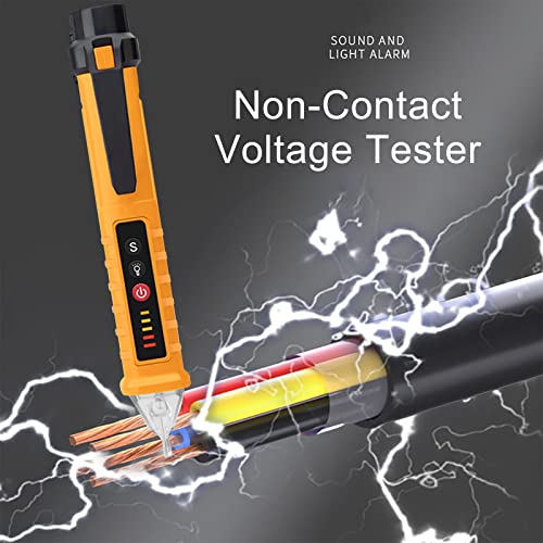 Тестер за напон без контакт, тестер за напон со двојна опсег AC 12V/48V-1000V со аларм за фенерче и сијалица, Електричен тестер за пресуда за