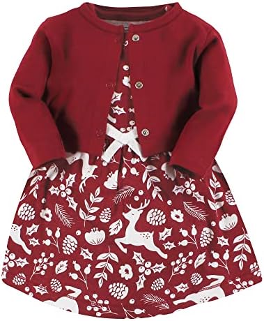 Допрена од природата бебе девојче органски памучен фустан и кардиган