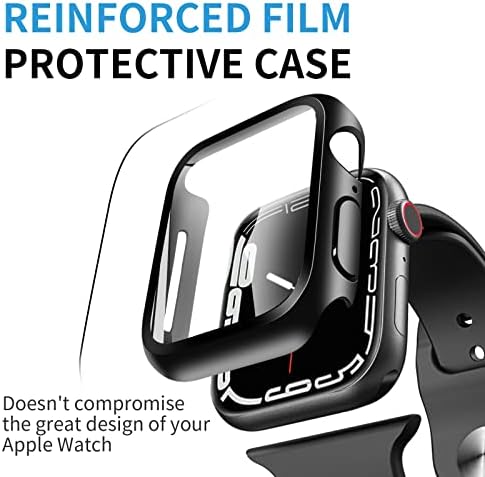 Case Talenana за Apple Watch 41mm Серија 7 со заштитник на екранот, тврд компјутер корица за iWatch Series 7 41mm Black