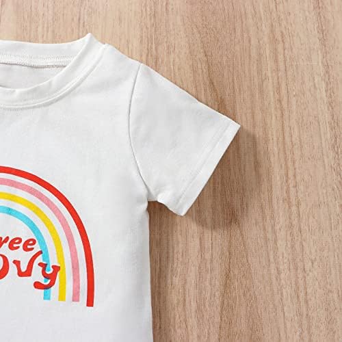 Мали Девојки Кратки Ракави Новороденчиња Писма Врвни Букви Отпечатоци Облека Постави Цветни Ѕвонче Дното Панталони Бебе Момче Облека