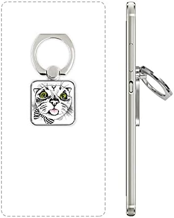 Tougue Bow White Cat Заштита на животински миленичиња lубовници на плоштад мобилен телефон прстен држач за држач за заграда Универзален