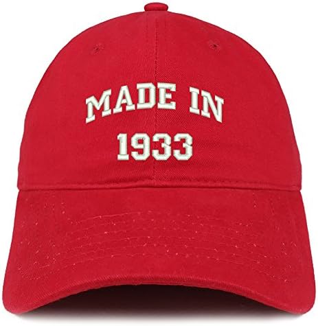 Трендовски продавница за облека направена во 1933 година Текст Извезена 90 -ти роденден со четкано памучно капаче