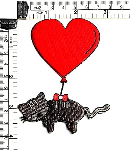 Кленплус Мачка Милениче Шие Железо На Везени Закрпи Цртан Филм Срце Балони Со Налепница За Мачиња Занаетчиски Проекти Додаток Шиење