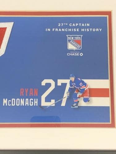 Рајан Мекдонаг NYујорк Ренџерс потпиша Captain Patch Framed Displare W/Rangers COA - Автограмирани фотографии од NHL