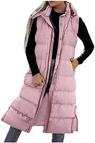 Џемпер на Nokmopo палта за жени есен и зимски темперамент без ракав кардиган со средна должина памук елек елек капут