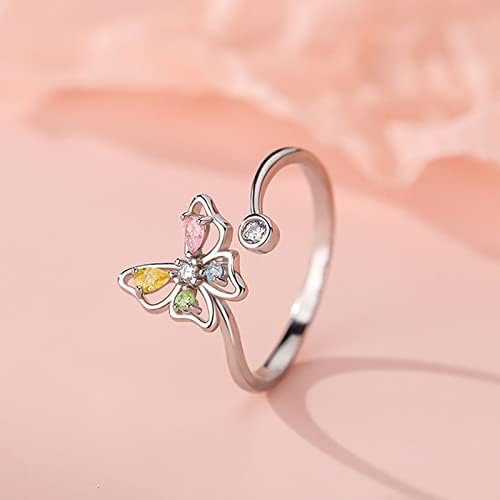 2023 Нов прстен за скапоцени камења од пеперутка со картички микро сет цирконски ангажман прстен за накит за прилагодлив пакет за прилагодлив