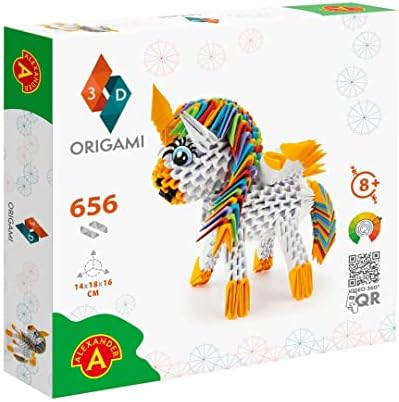 ОРИГАМИ 3Д 501832 - 3Д Оригами Еднорог - Прекрасна 3Д скулптура со хартија со патентирани компоненти и лесни за упатства за градење, 656 парчиња, 14 x 18 x 16 см, од 8 години